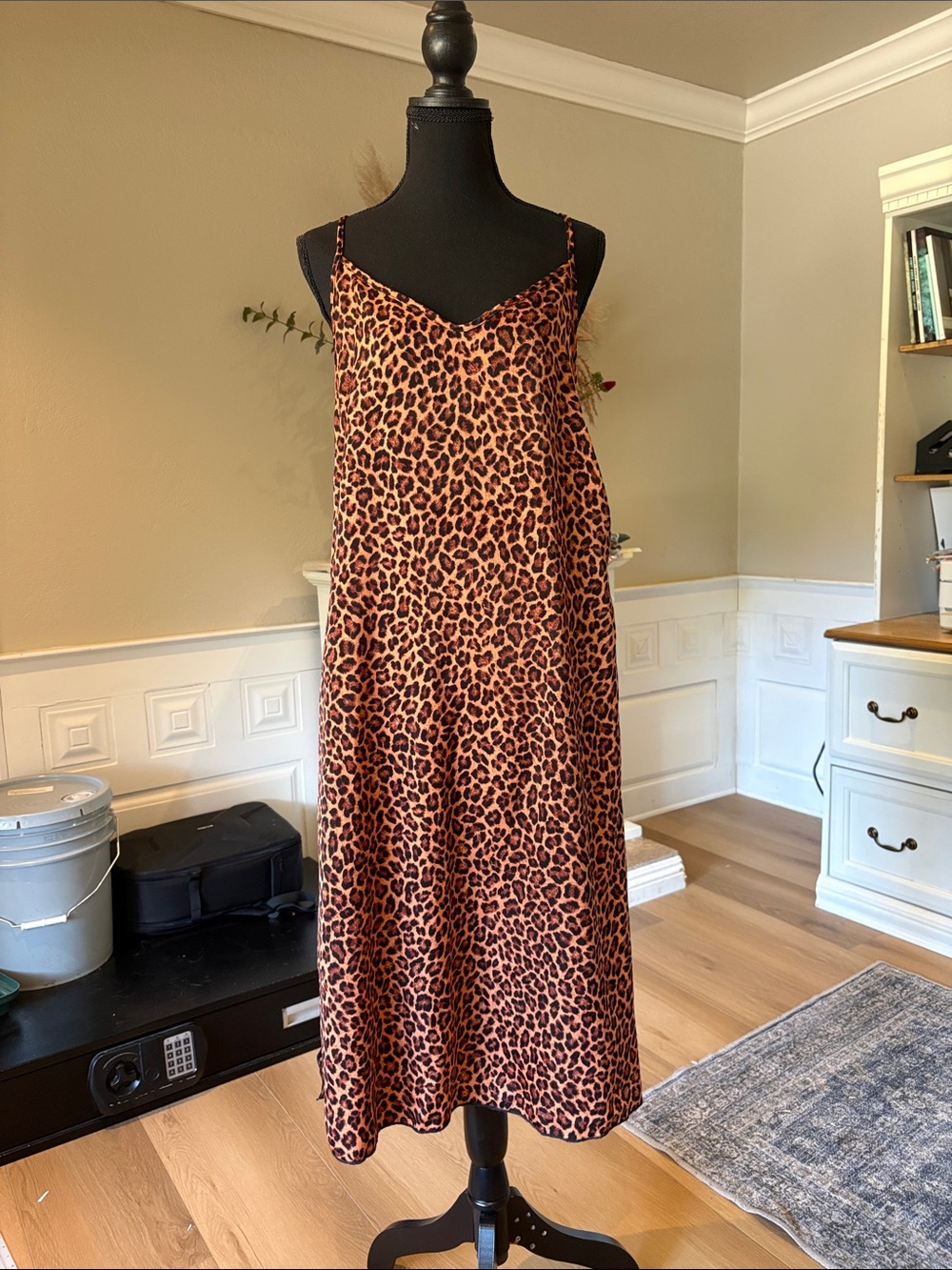 See You Monday Leopard Slip Midi Dress - Brown & Black